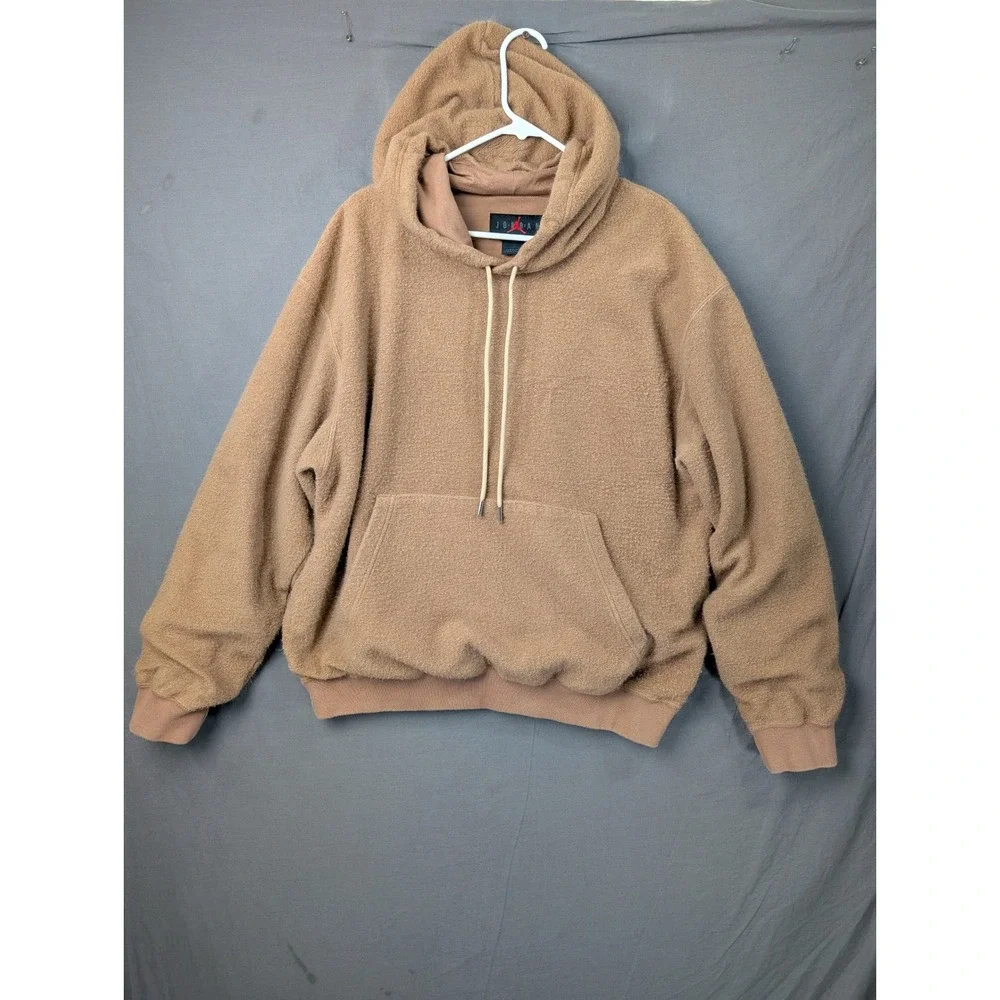 Jordan Essentials Men Sherpa Fleece Hoodie Brown DC9584-256 Large